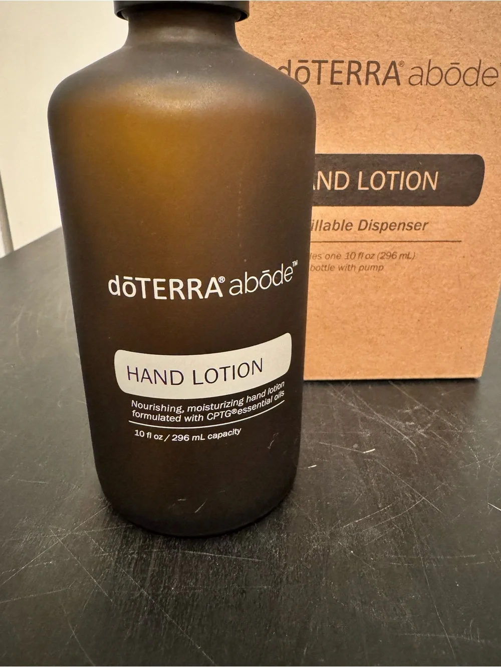 doTERRA abode Hand Lotion Dispenser Home Empty Amber Glass Bottle 296ml NEW